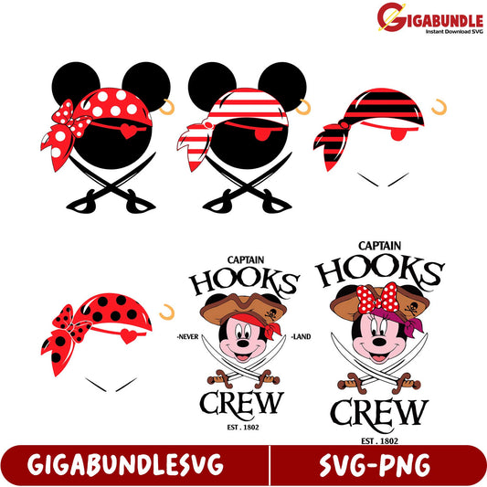 Pirate Themed SVG Bundle Mickey and Minnie Crew Designs