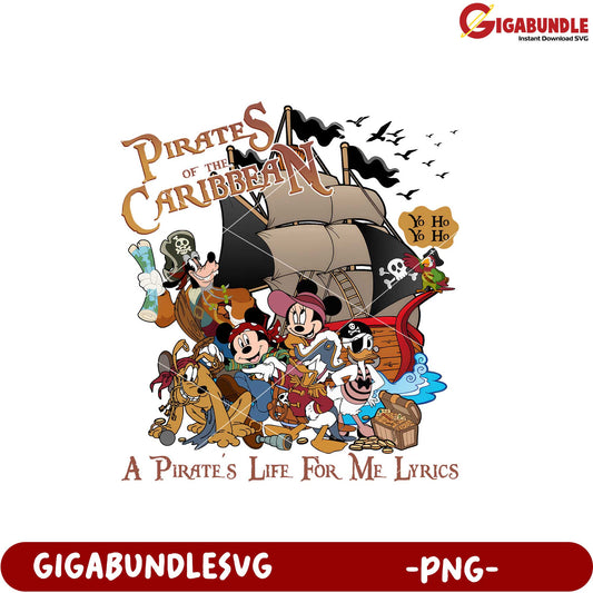 Pirates of the Caribbean Cartoon Image with Lyrics PNG
