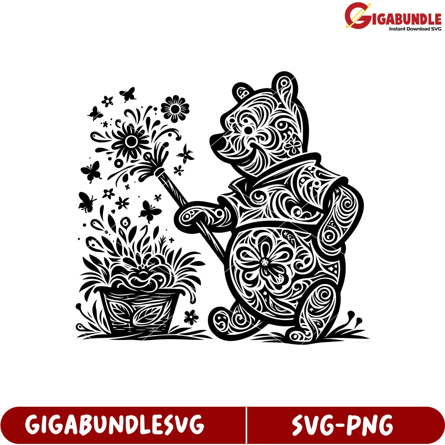 Playful Bear with Flowers SVG Design for Creative Projects and Crafts