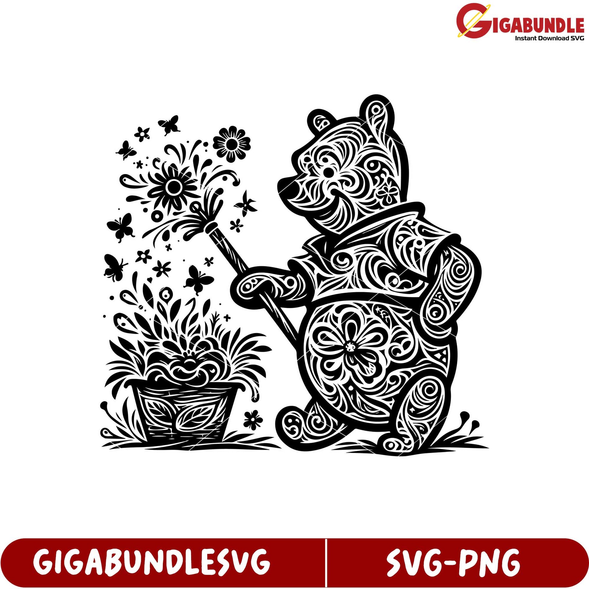 Playful Bear with Flowers SVG Design for Creative Projects and Crafts