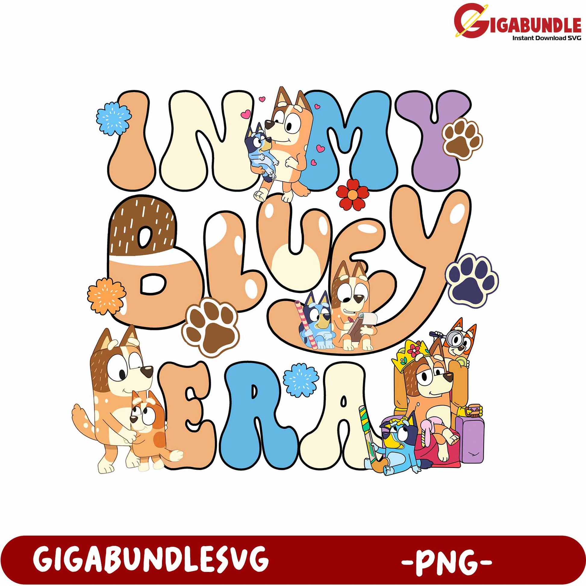 Playful Bluey Era Art PNG for Kids' Room Decor and Gifts