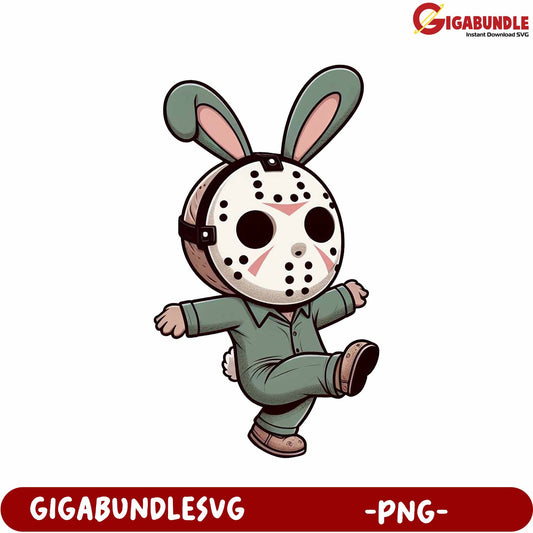 Playful Bunny Character in Iconic Mask - High-Quality PNG Art