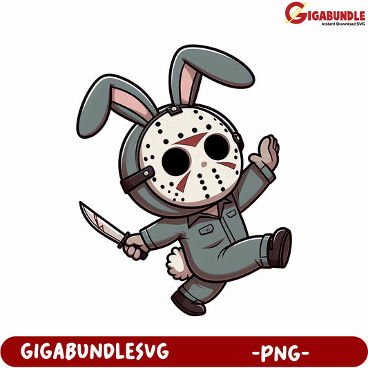 Playful Bunny Character in Jason Mask PNG Format Download