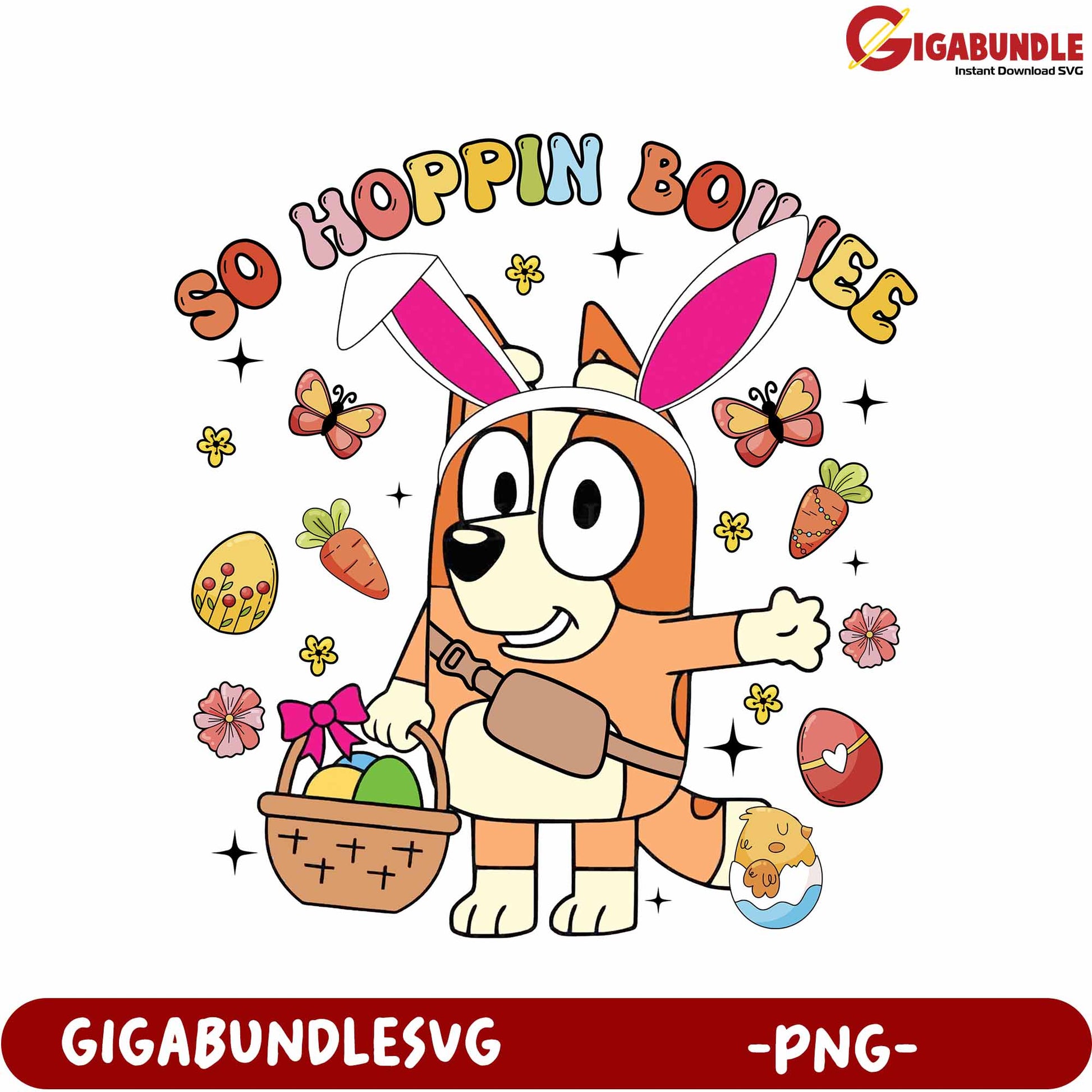 Playful Bunny Character with Basket - Fun PNG Design for Kids