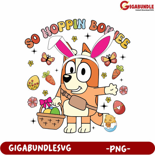 Playful Bunny Character with Basket - Fun PNG Design for Kids