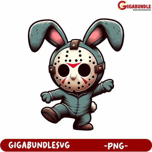 Playful Bunny Character with Mask Design - PNG Downloadable Art
