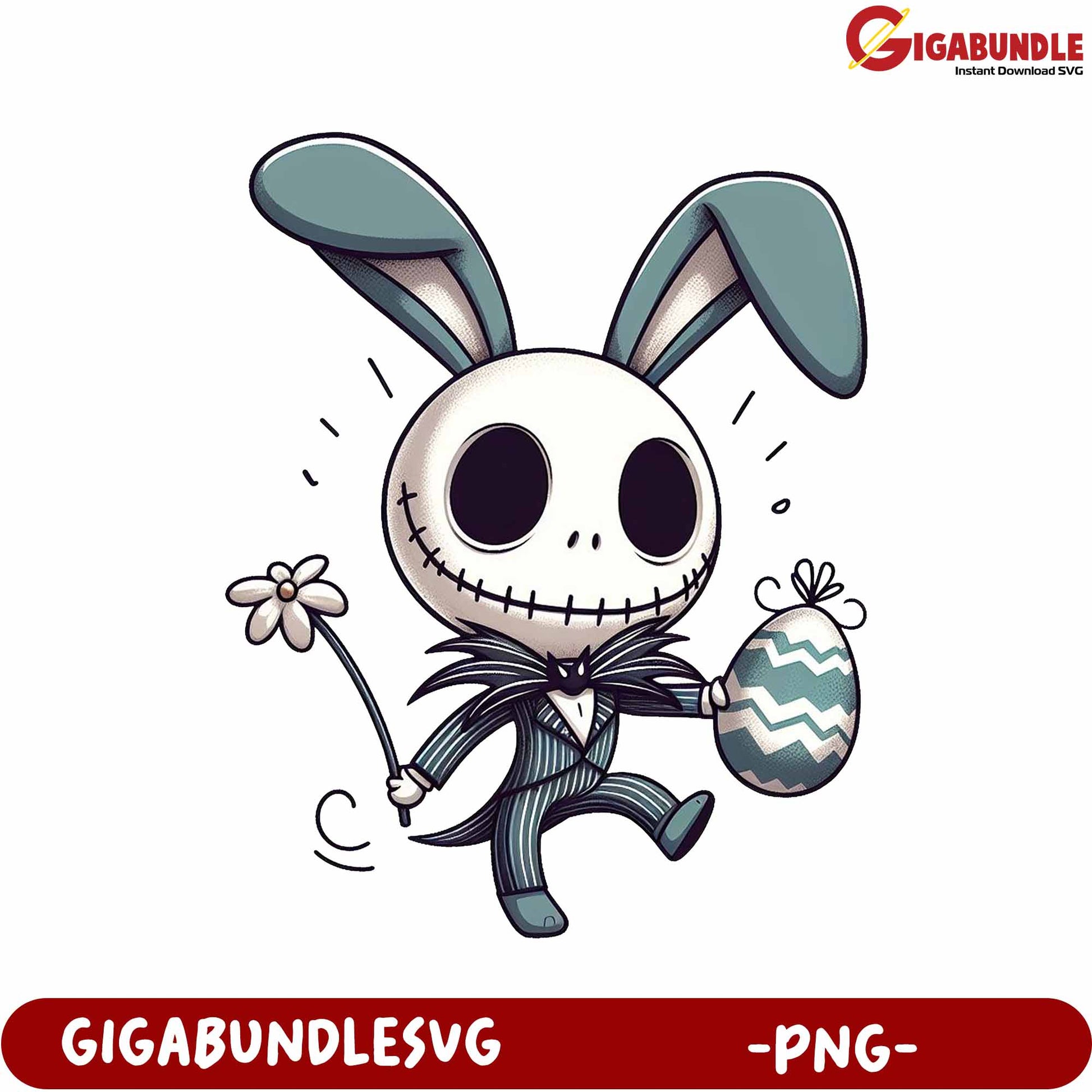 Playful Bunny Skeleton Character Illustration PNG Download