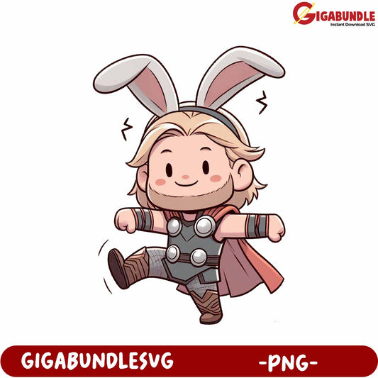 Playful Bunny Thor Character Illustration - PNG Download