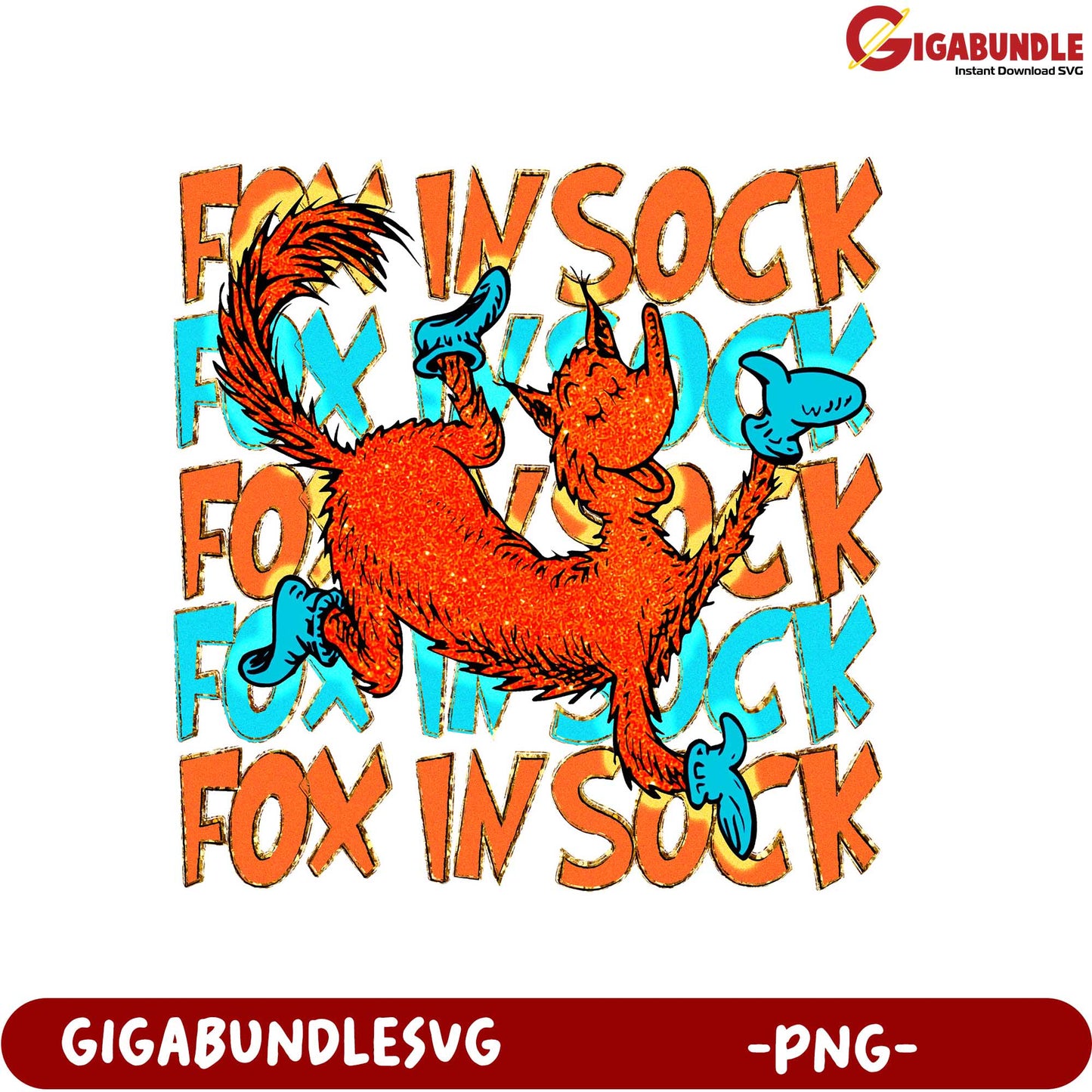 Playful Fox in Socks PNG Graphic for Fun Creative Projects