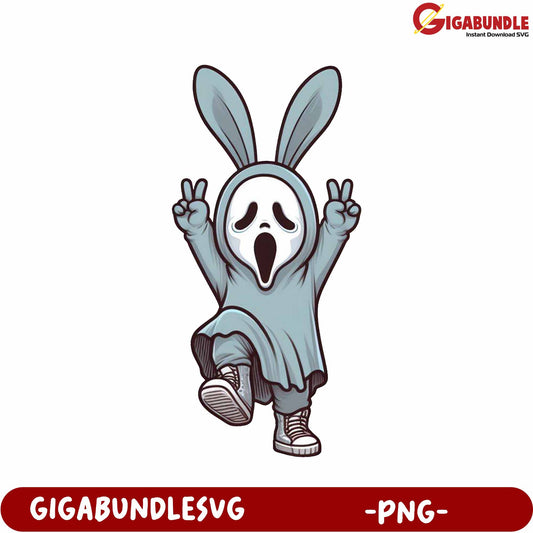Playful Ghost Bunny Character PNG for Creative Projects