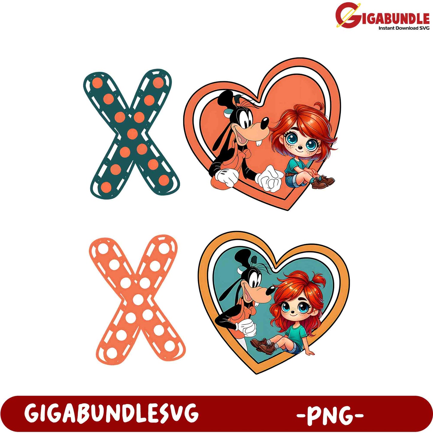 Playful Goofy and Cute Girl Heart PNG Design for Creative Projects