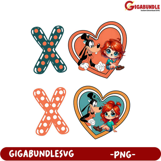 Playful Goofy and Cute Girl Heart PNG Design for Creative Projects