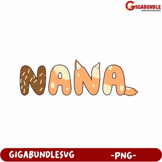 Playful Nana Text Design in Cute Colors - PNG Downloadable Art
