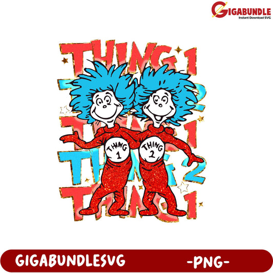 Playful Thing 1 and Thing 2 PNG Design for Fun Projects