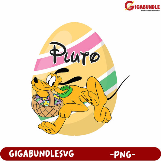Pluto Easter Egg Basket PNG Design for Cute Celebrations