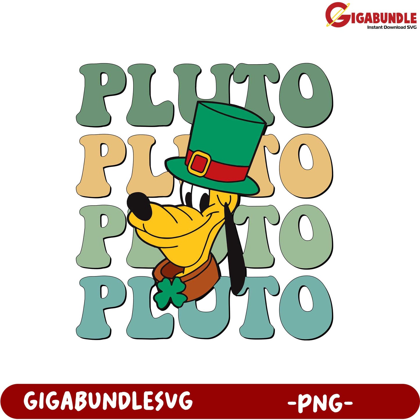 Pluto PNG Graphic with St. Patrick’s Day Flair - Instant Download