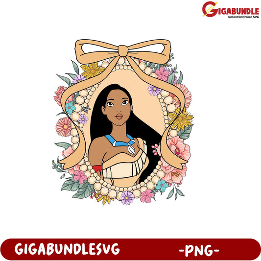 Pocahontas Floral Design PNG Artwork for Crafting and Projects