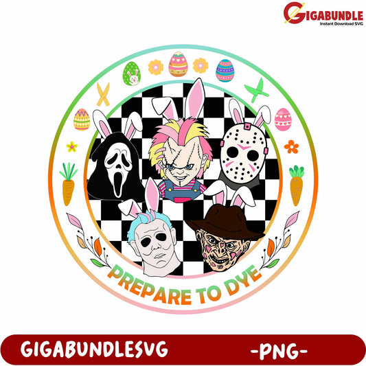 Prepare to Dye PNG Design with Horror Characters and Bunnies