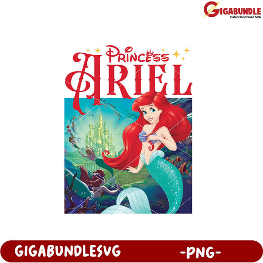 Princess Ariel Colorful Art Design PNG Digital File