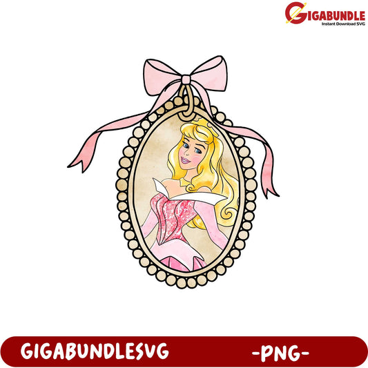 Princess Character in Decorative Frame PNG Downloadable Graphic Design