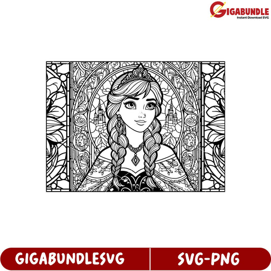 Princess Coloring Page Design SVG Format for Creative Use