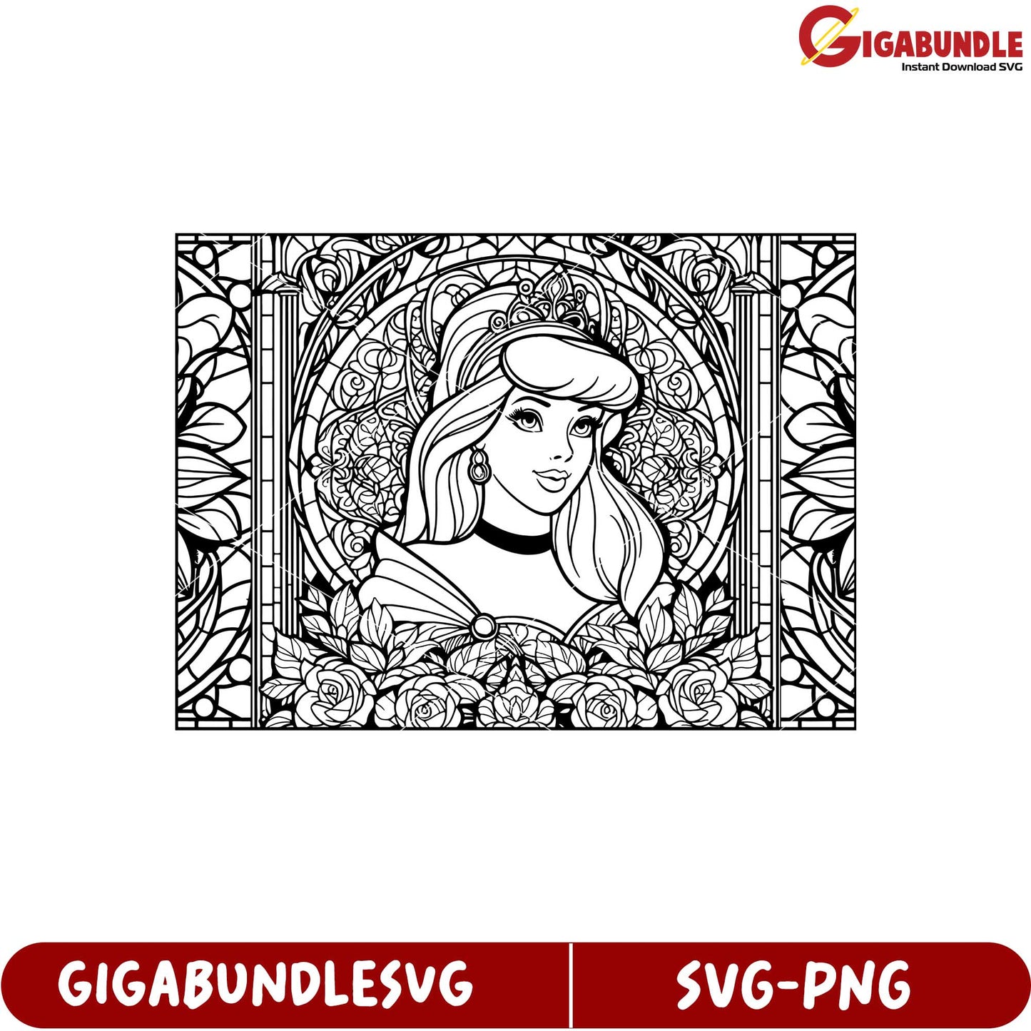 Princess Coloring Page SVG Artwork Download for Creative Projects