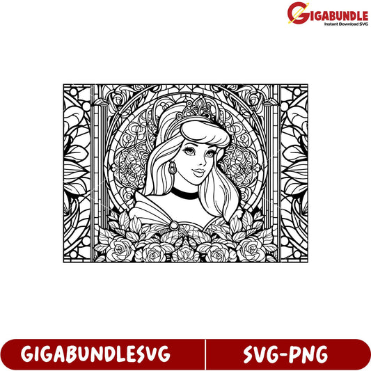 Princess Coloring Page SVG Artwork Download for Creative Projects