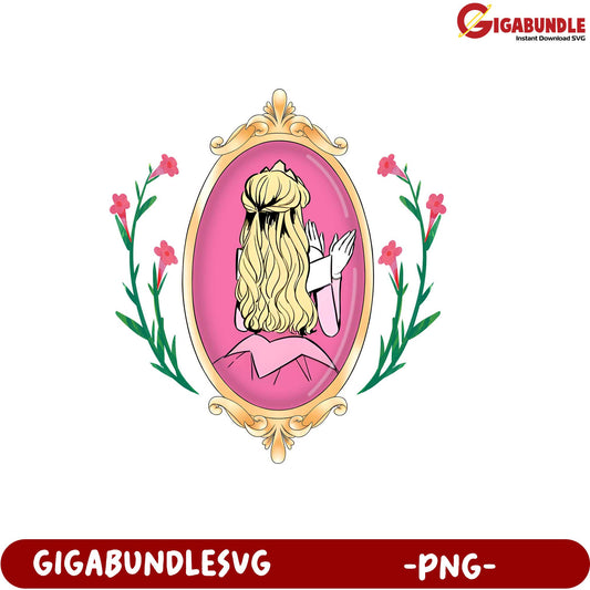 Princess Sleeping Beauty Mirror Design PNG Downloadable Artwork