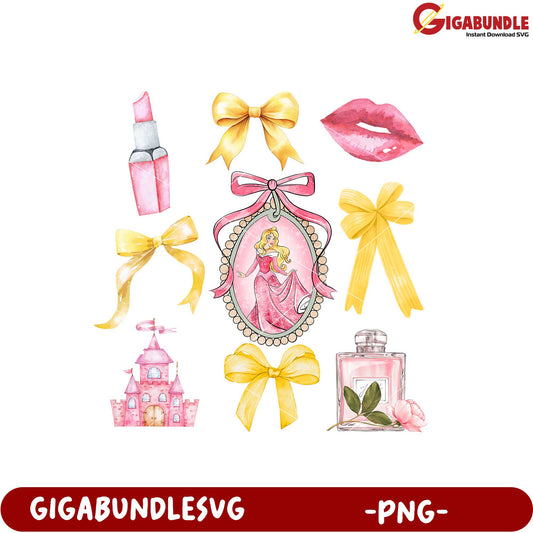 Princess Theme Watercolor Elements PNG Graphics Set