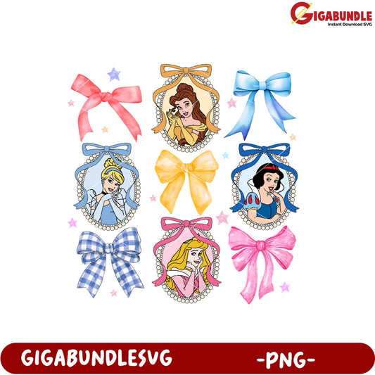 Princess Themed Bow Design PNG Clipart Set Download
