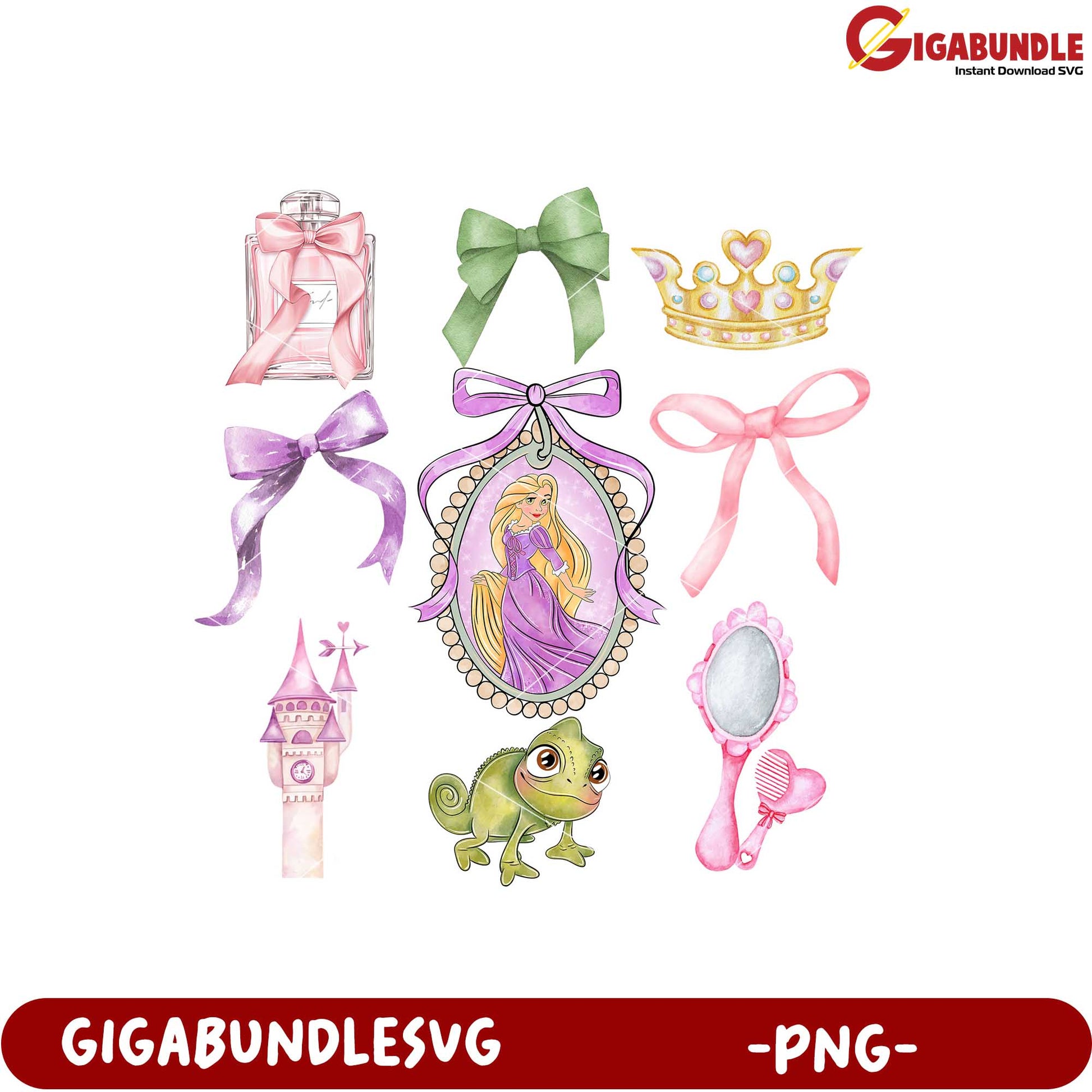 Princess Themed Clipart Set PNG for Craft Projects