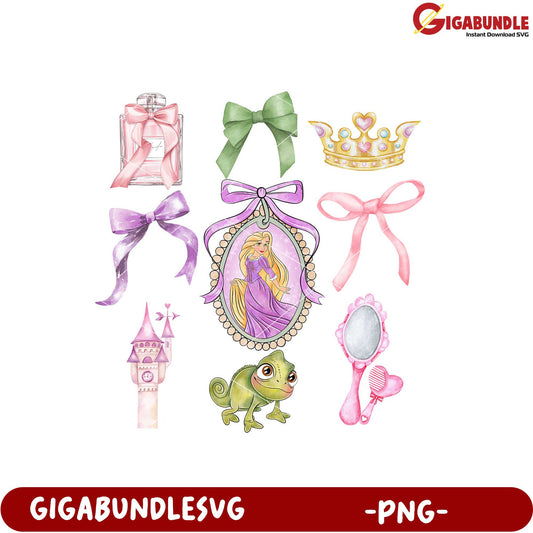 Princess Themed Clipart Set PNG for Craft Projects