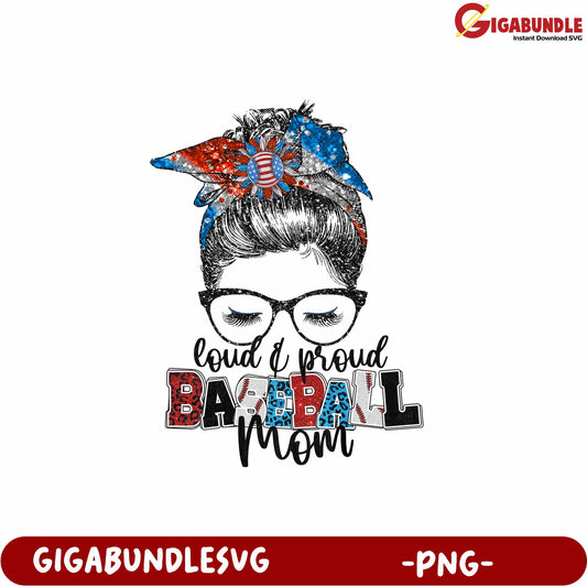 Proud Baseball Mom Graphic Design PNG for Creative Projects
