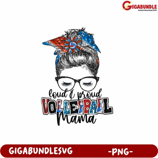 Proud Volleyball Mama Graphic PNG for Moms Who Love Sports