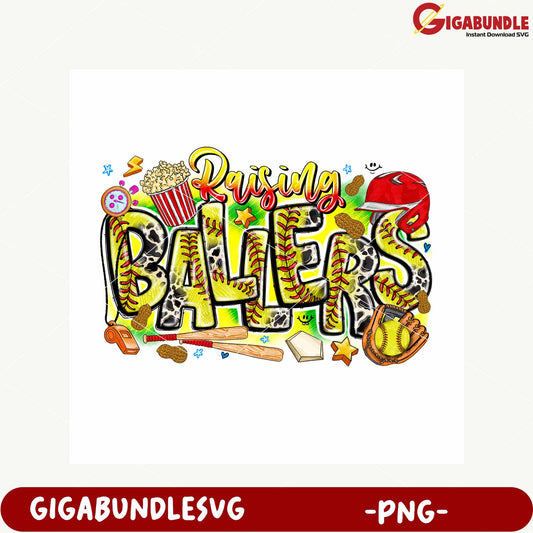 Raising Ballers Fun Sports Theme PNG Art Design
