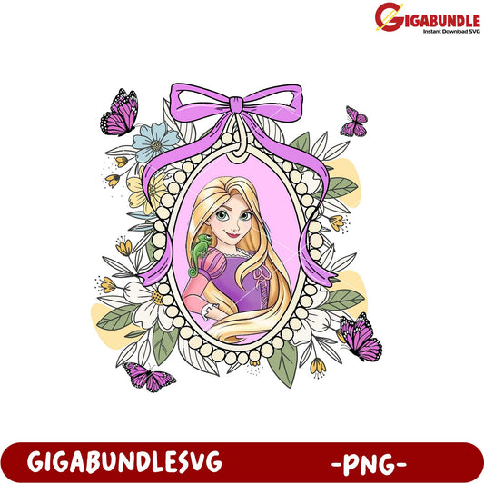 Rapunzel Floral Frame PNG Artwork for Crafts and Decor