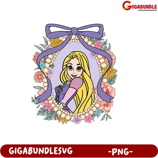 Rapunzel Floral Frame PNG Design for Crafts and Decorations