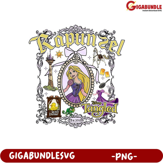Rapunzel Tangled Disney Character Art Print PNG Digital Download Image
