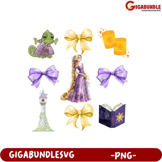 Rapunzel Themed PNG Clipart Set for Creative Projects