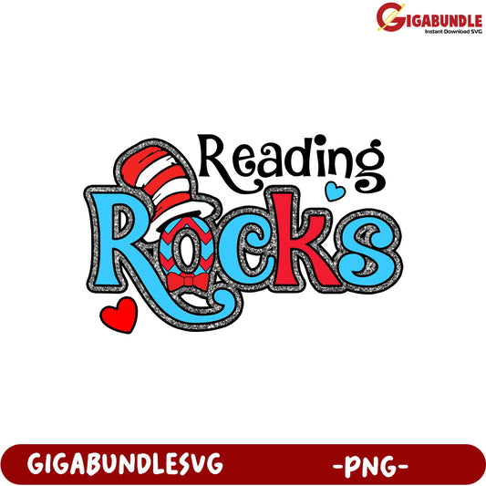 Reading Rocks PNG Cat in the Hat Design