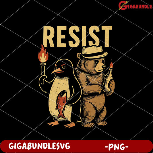 Resist penguin and bear png, resist bear png, penguin and bear png