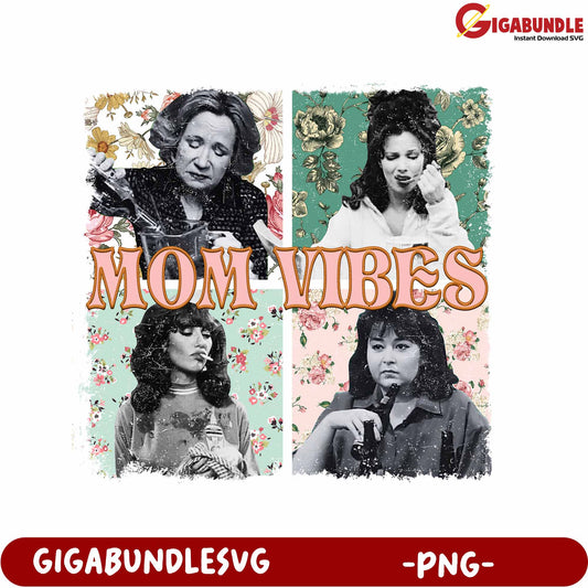 Retro Mom Vibes Vintage Floral Art PNG for Creative Projects