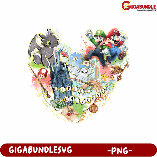 Retro epic universe family universe park trip 2025 png, family universe park trip png