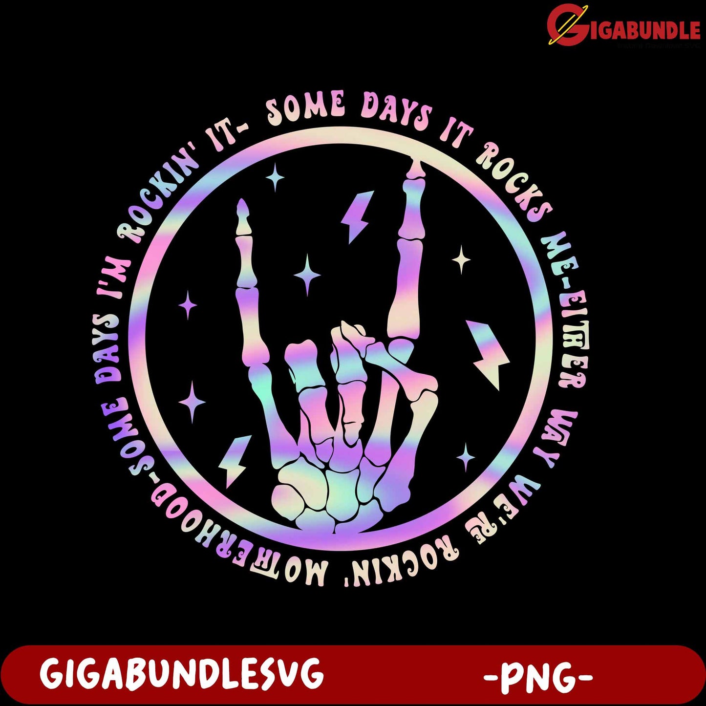 Rockin' Skeletal Hand Illustration - Colorful PNG Design