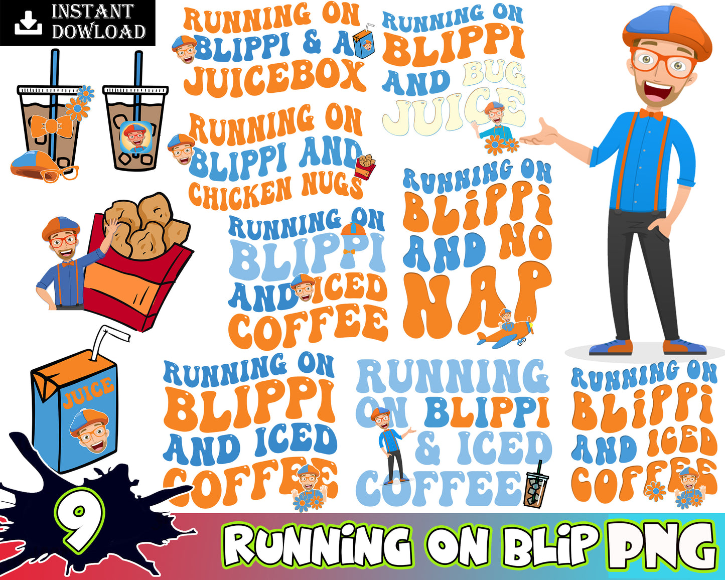 Running On Blip And No Naps Png Bundle, Trend Cartoon Png, Running On Juicebox Chicken Nuggets Png, Mother Day Png, Instant Download