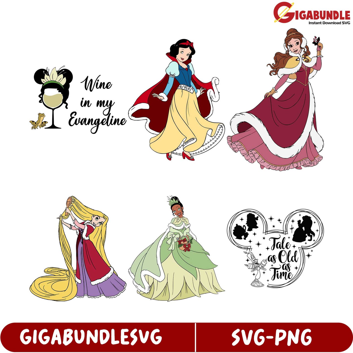 SVG Bundle Disney Princesses & Whimsical Wine Designs