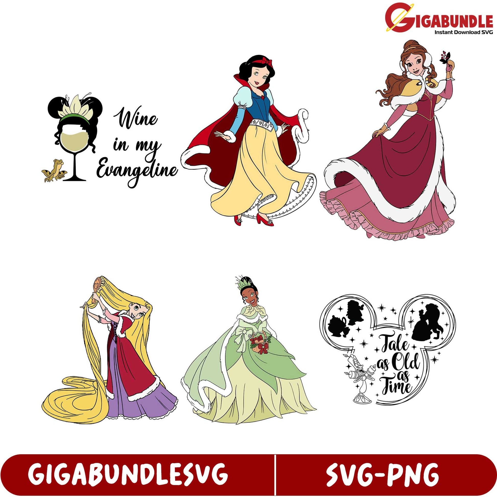 SVG Bundle Disney Princesses & Whimsical Wine Designs