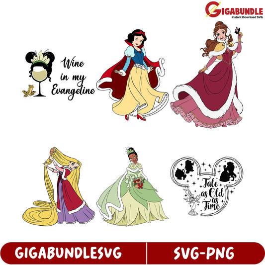 SVG Bundle Disney Princesses & Whimsical Wine Designs