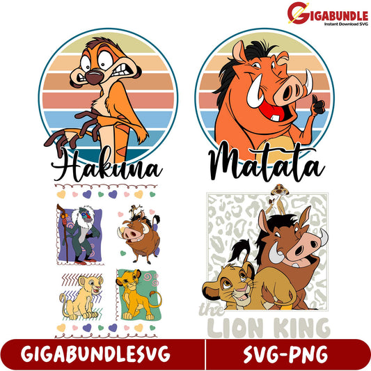 SVG Bundle Lion King Hakuna Matata Clipart Set for Crafts