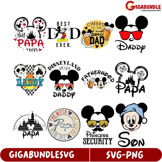 SVG Bundle of Disney-Inspired Papa and Daddy Designs